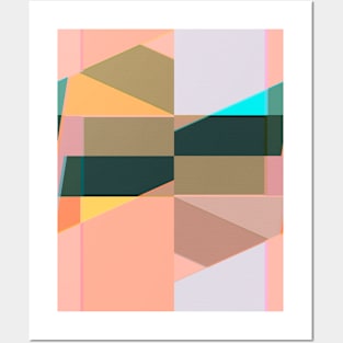 Neon - Coral Geometric Abstract Design Posters and Art